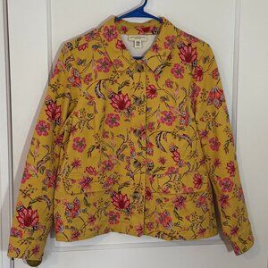 Gold/Pink/Green Floral Cotton Twill Jacket from Appleseeds, Size PM, Like New!